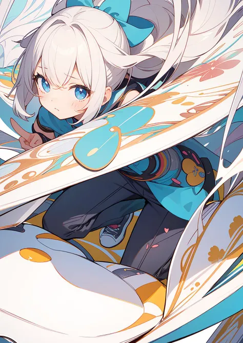 ((masterpiece)),(((bestquality))),((ultra-detailed)),((illustration)),(kawaii girl:1.1), bow,capri pants,steepled fingers