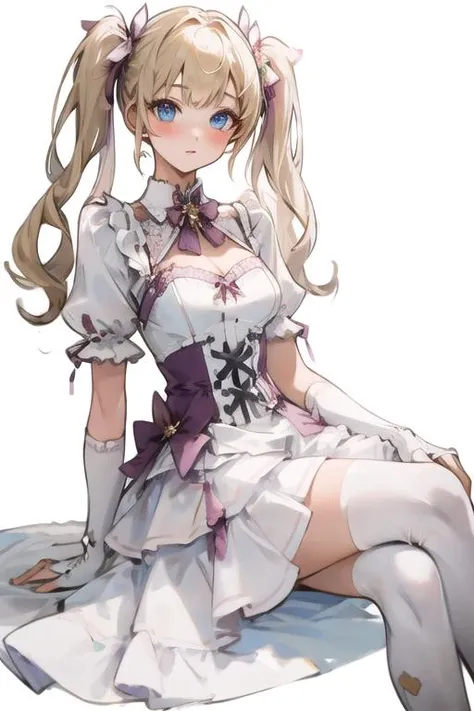 <(masterpiece:1.3), (best quality:1.2)>,1girl, hair two side up, long hair, blonde hair,
cool_dress,
blush,sitting,
simple background,
<lora:cool_dress_style3_v8:0.6>