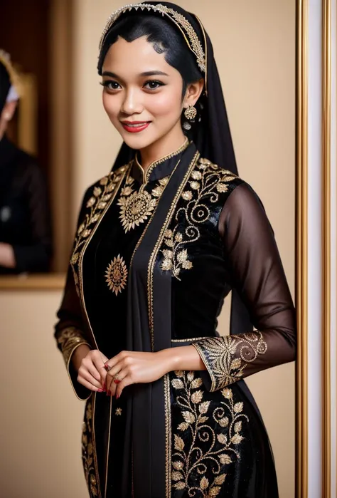 <lora:ARWJavaWeddingWoman:1>, hijab, photography, full body of java wedding woman in black long kebaya dress traditional and batik skirt, looking at viewer, jewerly and hair on hair,, long shot , smile, beautiful face, (extremely detailed photo), full body shot photo, high-quality photo, photorealistic, Intricate, High Detail, Sharp focus, dramatic, photorealistic, RAW photo, real person, hyperrealism, masterpiece,, very detailed face and eyes,4k,8k,highly detailed, high Detail, Sharp focus, detailed face,
high-quality photo, (photorealistic:1.5),(hyper realistic:1.5)