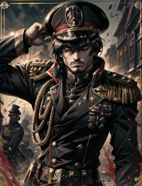 warhammer_40k_commissar,((masterpiece)), (best quality), (detailed), black uniform, mascara, eyeliner, eye shadow, upper body, lipstick, 1boy, 1man, propaganda poster, angry, stubble,
<lora:warhammer40commissarv2:0.4> <lora:add_detail:0.5> <lora:beautifulDetailedEyes_v10:0.6>, (8k uhd, masterpiece, best quality, high quality, absurdres, ultra-detailed)