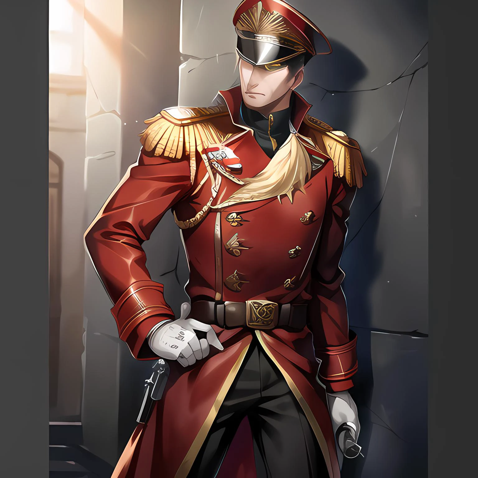 (masterpiece), best quality, photorealistic, warhammer 40k commissar, red trenchcoat, war medals, pistol, handgun, (boltpistol:1.4) <lora:warhammer40k_v10:1>