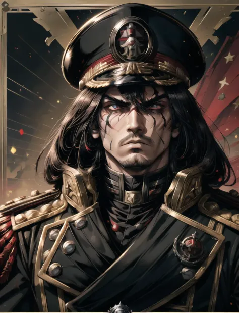 warhammer_40k_commissar,((masterpiece)), (best quality), (detailed), black uniform, mascara, eyeliner, eye shadow, upper body, lipstick, 1boy, 1man, propaganda poster, angry, stubble,
<lora:warhammer40commissarv2:0.4> <lora:add_detail:0.5> <lora:beautifulDetailedEyes_v10:0.6>, (8k uhd, masterpiece, best quality, high quality, absurdres, ultra-detailed)