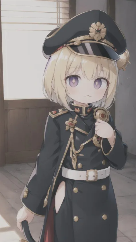 <lora:warhammer40commissarv2:0.6> warhammer 40k commissar, hat, coat, medal, shoulder pads, BREAK, <lora:neco-arc:0.6> (neco-arc, slit pupils, :1.25), :3, animal ears, cat ears, blonde hair, bangs, chibi, antenna hair, short hair, cat girl, masterpiece, best quality, extremely detailed, highly quality, 4k, sharp focus, professional, sharp focus, award winning, cinematic lighting, octane render, unreal engine, volumetrics dtx, Wallpaper,