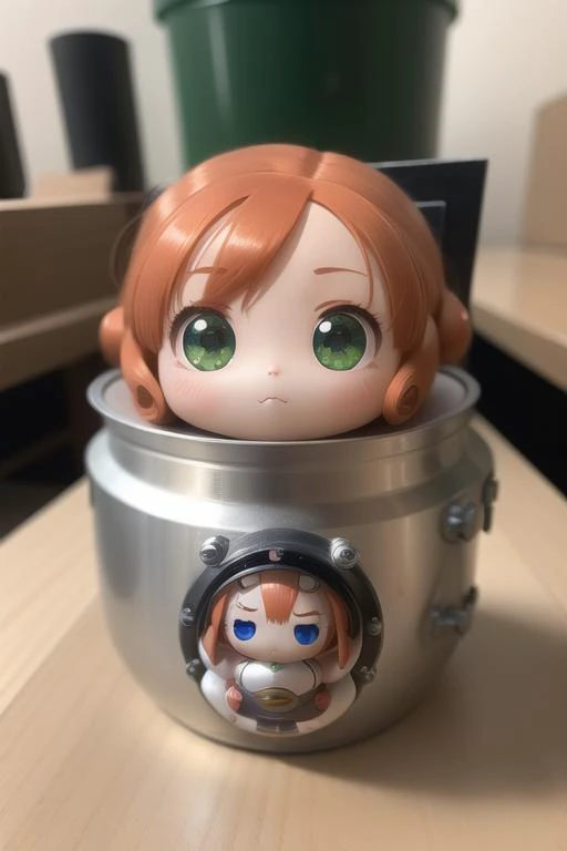 kkw-Nendroid, proportional eyes, (realistic:1.5), extremely detailed, hyper detailed, soft lighting, detailed background, extreme detail background, sharp details, beautiful face, symmetrical eyes, short red hair, short hair, red hair, green eyes, woman, high quality, (full body:1.3),