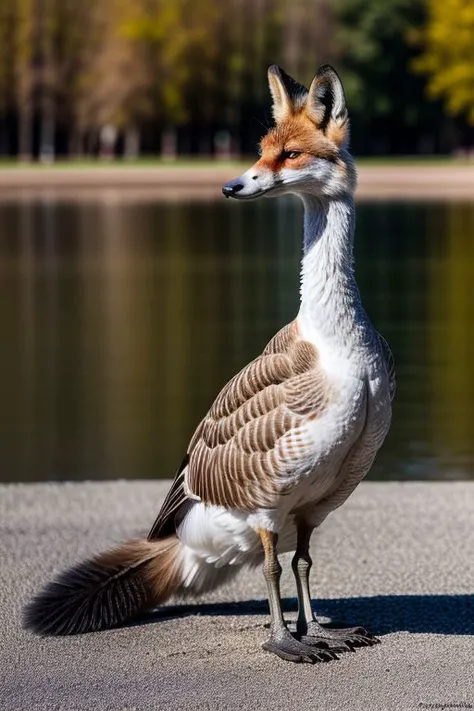 Fox, goose, morph, hyperrealistic, real photo shoot, 8k