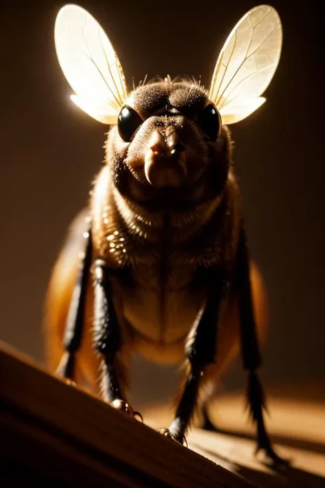 an concept art of alchemic element - Horsefly (Tabanidae family): Horseflies are large flies known for their painful bites. They have robust bodies and large, colorful eyes. The subject stands proudly as the center of attention, bathed in the tender glow. The light plays with shadows, creating a dance of artistry on its surface, emphasizing even the tiniest nuances that make it unique. A halo of brilliance surrounds the subject, enhancing its elegance and evoking a sense of wonder and mystery., on table, rim lights, digital art, focus on subject, duch angle, clsoe shot, closeup, focus on material and structure, masterpiece, ultrasharp, intricated details