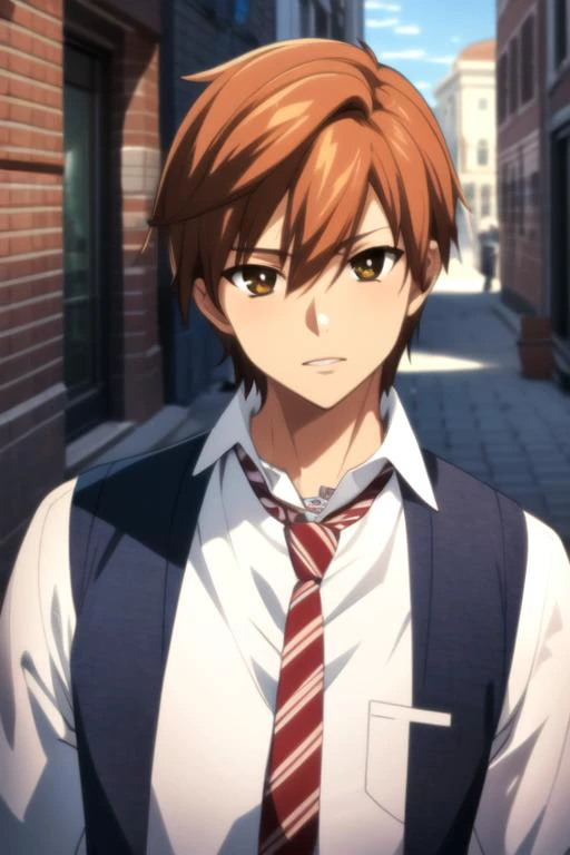 masterpiece, best quality, illustration, 1boy, solo, male focus, looking at viewer, , depth of field, anime coloring, realistic, <lora:arata_hinohara:0.86>, arata_hinohara, , convict costume, ancient rome, 4k resolution