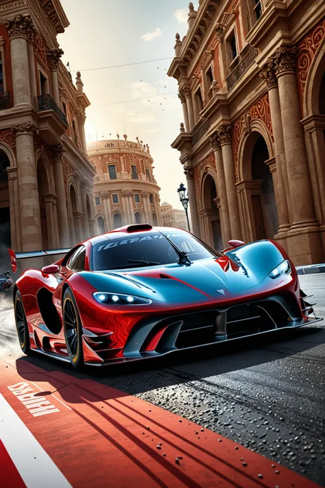 dynamic angle, masterpiece, award winning picture, concept car racing, fantasy background, hyper detailed, intricate, poster, artstation, epic, ultra detail, intricate details