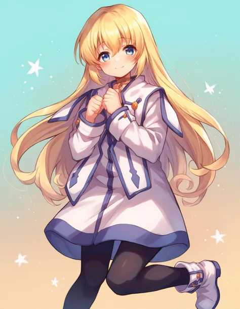 score_9, score_8_up, score_7_up, source_anime, zPDXL, BREAK
1girl, solo,   <lora:Colette_epoch_14:1> colette brunel, blonde hair, blue eyes, long hair, hair between eyes, white dress, blue trim, black pantyhose, white ankle boots, looking at viewer, blush, light smile,