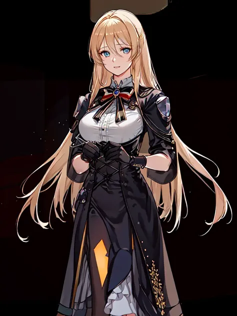 <lora:newbismarck:0.9>, (Masterpiece:1.2), best quality, (illustration:1.2), (ultra-detailed), hyper details, (delicate detailed), (intricate details), (cinematic light, best quality Backlights), clear line, from below, solo female, perfect body, (1girl), blonde hair, glowing blue eyes, (bismarck \(azur lane\):1), woman in a iron_black_elysium outfit, ribbon_on_chest, holding a note and a pen, black gloves, cafe background, ((makeup)), high contrast, (best illumination, an extremely delicate and beautiful), ((cinematic light)), colorful
