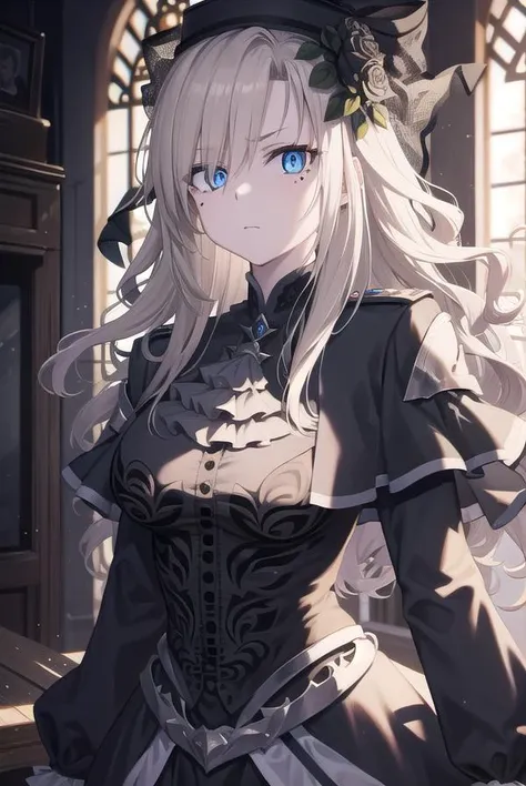 kriemhild, <lyco:kriemhild-lyco-nochekaiser:1>,
kriemhild, blue eyes, long hair, mole, mole under eye, pale skin, white hair, wavy hair,
BREAK ascot, black capelet, black dress, black flower, black gloves, black headwear, black rose, capelet, dress, flower, gloves, hat, long sleeves, rose, veil,
BREAK looking at viewer,
BREAK indoors,
BREAK <lyco:GoodHands-beta2:1>, (masterpiece:1.2), best quality, high resolution, unity 8k wallpaper, (illustration:0.8), (beautiful detailed eyes:1.6), extremely detailed face, perfect lighting, extremely detailed CG, (perfect hands, perfect anatomy),