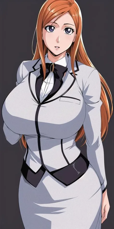 <lora:OrihimeInoueV1:0.7> orihimeinoue, huge_breasts, standing, solo, skirt_suit, masterpiece, best quality, detailed face, detailed eyes, highres,