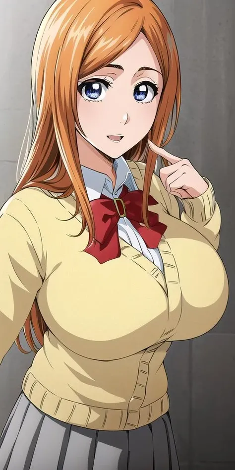 Inoue Orihime riding cock, frontal view, , pussy, tits, anime art,