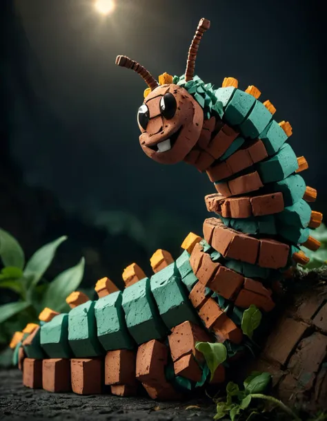 made out of bricks, fairy tale, rear angle of a Caterpillar, Arcane, dramatic lighting, fantastic, cinematic, ral-brks <lora:ral-brks-sdxl:1>, grand illumination, illustrious quality, highly enhanced, stunning detail, extremely stylish, advanced cinematic perfect light, glowing, intense, beautiful detailed supreme quality color intricate, best