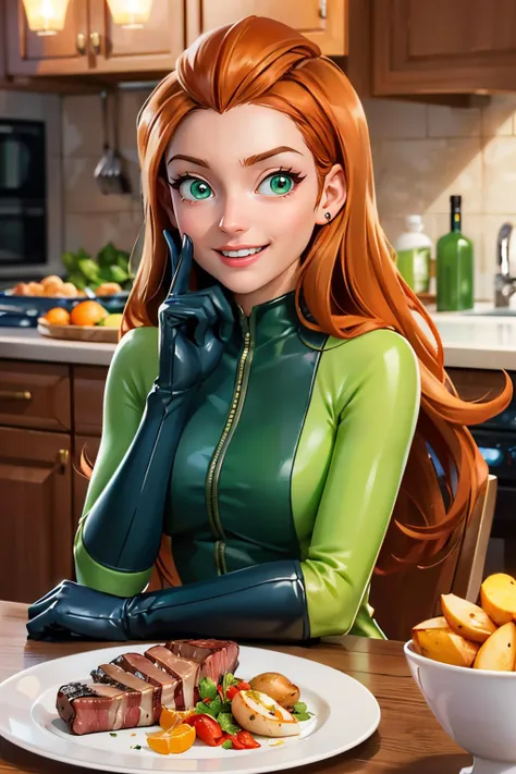 1girl, kneeling pose, in an American Airlines lavatory, looking up at the viewer, POV, camera from above, Kim Possible, wearing (Orange-red hair, green eyes, confident expression, black crop top, black gloves, brown belt, green cargo pants:1.1), hot, horny, aroused, blushing, ((detailed)), ((best quality)), ((masterpiece)), extremely detailed CG unity 8k wallpaper, 32k, focus sharp, photo of perfecteyes eyes, perfecteyes eyes, Masterpiece, raw, beautiful art, professional artist, 8k, very detailed face, very detailed hair, perfectly drawn body, beautiful face, very detailed eyes, smiling, rosey cheeks, intricate details in eyes, perfect fit body, beautiful body, extremely detailed, intricate details, highly detailed, sharp focus, detailed skin, realistic skin texture, texture, detailed eyes, high resolution, kodak vision color, foto_\(ultra\), post-processing, maximum detail, roughness, real life, ultra realistic, photorealism, photography, absurdres, RAW photo, highest quality, high detail RAW color photo, professional photo, extremely detailed UHD 8k wallpaper unit, best quality, highres, (masterpiece, top quality, high resolution:1.4), photo, cinematic, film grain, sharp, soft natural light, magic photography, super detailed, anatomically correct, perfect anatomy, cameltoe.