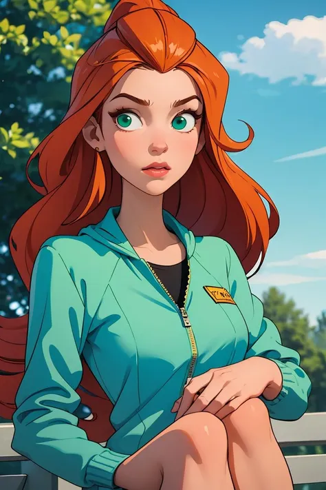 (masterpiece, best quality), 1girl, <lora:brj-sam-v1:0.8> sam \(totally spies\), orange hair, long hair, green eyes,