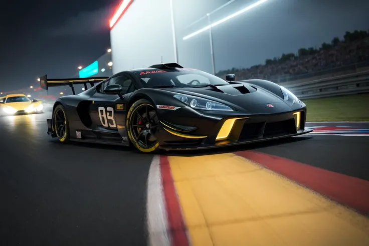 awesome cinematic (supercar, race car:1.3), neon glow, racing, future street