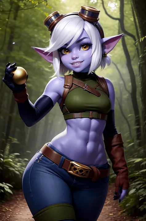 forest background, Soraka_Classic, yellow_sclera, body_tattoos, Cel Shading, 3D Animation, midriff, wearing a skimpy loincloth, petite. slim, thighs in view, cameltoe,