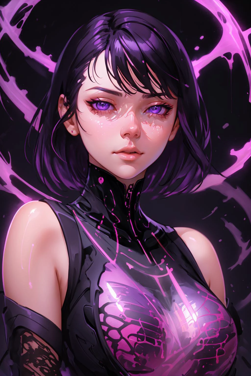 glowing purple, <lora:Glowing-Purple-V1:1>, stunning intricate full color portrait, epic character composition, by ilya kuvshinov, alessio albi, nina masic, sharp focus, natural lighting, subsurface scattering, f2, 35mm, film grain