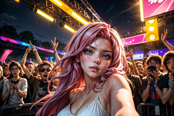 (( <lora:seraphine-10:0.8> seraphine, on stage, long hair, dress, pink hair, idol group, studio, girl band, band, guitar, drum, bass, speakers, crowd, multiple girls, multiple boys, many people, dancing)),
disco, vip club, neon, party, rave, sex, sweat, completely nude, group sex, orgy, spotlight, night, dark,, photodromm, erotic, large breasts, hyperrealistic art, extremely high-resolution details, photographic, realism pushed to extreme, fine texture, incredibly lifelike, <lora:more_details:0.8>