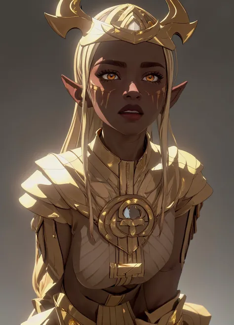 ((masterpiece)), (best quality), official art, extremely detailed CG, unity 8k wallpaper, ultra detailed, highly detailed, detailed background, vivid color, photorealistic, perfect lighting, best illumination, 32k,
S030_EkaterinaShiryaeva, (Khessa, orange eyes, dark skin, elf ears:1.0), (wearing a gold dress:1.5),
(on her knees,arms down, elbow squeeze:1.5), <lora:Elbow Squeeze LoRA (1):0.75>
white background, plain background, solid color background,
neon lighting, dark romantic lighting, gradients, dynamic pose,
<lora:DragonPrince_Khessa-10:0.8> , prettify, OverallDetail, prettyeyes, SkinDetail, fFaceDetail