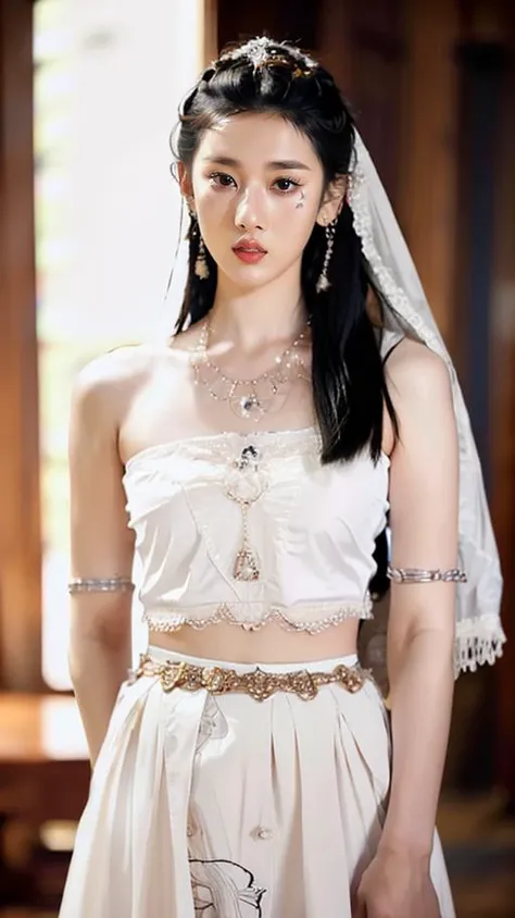 (goddess-like happiness,flirtatious ,seductive:1.4),ulzzang-6500-v1.1,(RAW photo:1.2),(photorealistic:1.4),(masterpiece:1.3),(intricate details:1.2),(detailed face:1.2),model style,fashion photography,fFaceDetail,Fixhand,(cowboy shot:1.6),
<lora:å®ç¥å
Songzuer_v1:0.8:lbw=FACE>,,
<lora:China_goddess-000006:1:lbw=CLOTHES>,China goddess,veil,
(1girl,solo:1.6),color eye,color hair,confident smile,beautful face,shiny skin,color hair,(large breasts, narrow waist),floating hair,fighting_stance,