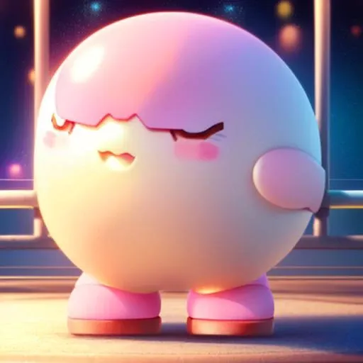 masterpiece, ((kirby)),standing,cute smiling face,((Pink soft round body)),red shoes,rosy cheeks,blue eyes,unreal engine,looking at viewer,:d, blue_eyes, full_body, happy, open_mouth, smile, solo, standing, transparent_background