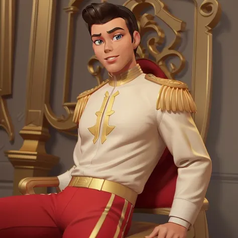 <lora:Prince_C-V1:0.70> Pr1nc3_C,((3d render, pixar style, disney style)),1boy,clothed man posing, slick back hair, ((epaulettes)),aiguillette cord, uniform, (red pants with gold stripe)
(location: castle) <lora:3DMM_V7:0.15> 3DMM, big eyes, close-up