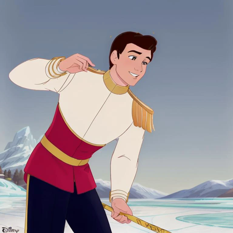 <lora:Prince_C-V1:0.77> Pr1nc3_C,((disney style animation drawing, drawing with dark thick lines)),
1boysman, uniform, (red pants with gold stripe:0.8),((epaulettes)),aiguillette cord, iceskating
<lora:DisneyRenV2:0.1> disneyrenaissance style, (image with very light colors)
(location: frozen pond)