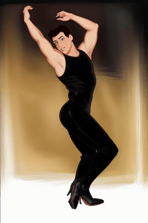 <lora:Prince_C-V1:0.77> Pr1nc3_C,((disney style animation drawing, drawing with dark thick lines)),
1boy,man, dancing, single ladies beyonce, (black leotard, high heels)
<lora:DisneyRenV2:0.1> disneyrenaissance style, (image with very light colors)
simple white background