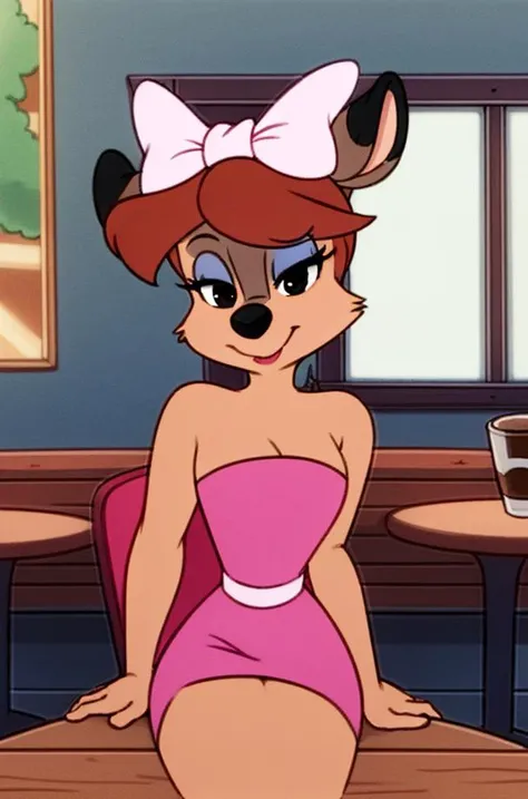 masterpiece, best quality, one girl, solo, detailed face, looking at the viewer, black eyes, seductive smile, left hand on hip, right hand on thigh, gold hoop earrings, neckline, 5 fingers,
Detailed skin texture, (blush:0.5), (goosebumps:0.5), subsurface scattering, detailed skin texture, (blush:0.2), (goosebumps:0.3), subsurface scattering, sexual expression, panties, long stockings, pink shirt, blush, hearts in eyes
