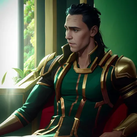 arcane style mid body shot of tom hiddleston as loki in the loki costume (high detailed skin:1.2), 8k uhd, dslr, soft lighting, high quality, film grain, Fujifilm XT3, <lora:arcane_offset:1>arcane style