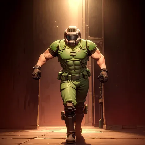 masterpiece, best quality, arcane style, doomguy. fullbody, navel, (blurry background:0.2),
<lora:arcane_offset64dim:1> <lora:doomguy-15:0.5>