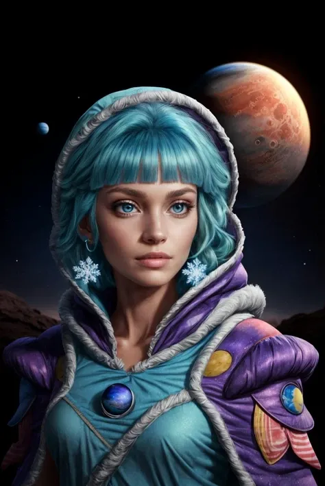 (blue:1.1 cotton dress), gossamer cloak, (frost magic), (snowflakes), (portrait photo:1.3), (purple Comb-Over with Fade:1.1), j_sc0tt_1, <lora:j_sc0tt_1-08:0.8>, best quality, high detail, high quality, high res, 4k,eyeliner, pouty lips, blue eyes, detailed skin texture, (blush:0.5), (on Planet Mars:1.4)