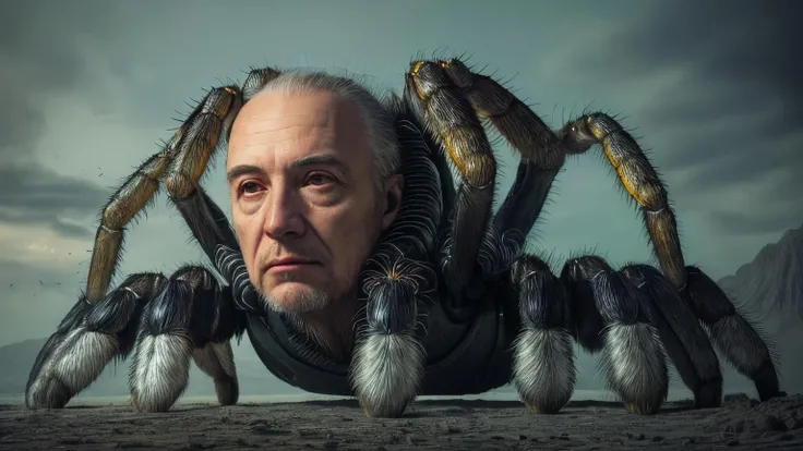(((masterpiece, best quality, highly detailed))), Beeple, giant spider human head, <lora:Beeple-10:1>