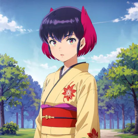 <lora:Kurama013:0.7>,<lora:add_detail:1>,<lora:boldline:-0.8>,<lora:noline:0.3>,
amaruK,1girl,
short hair,
print_kimono,tree,nature,
