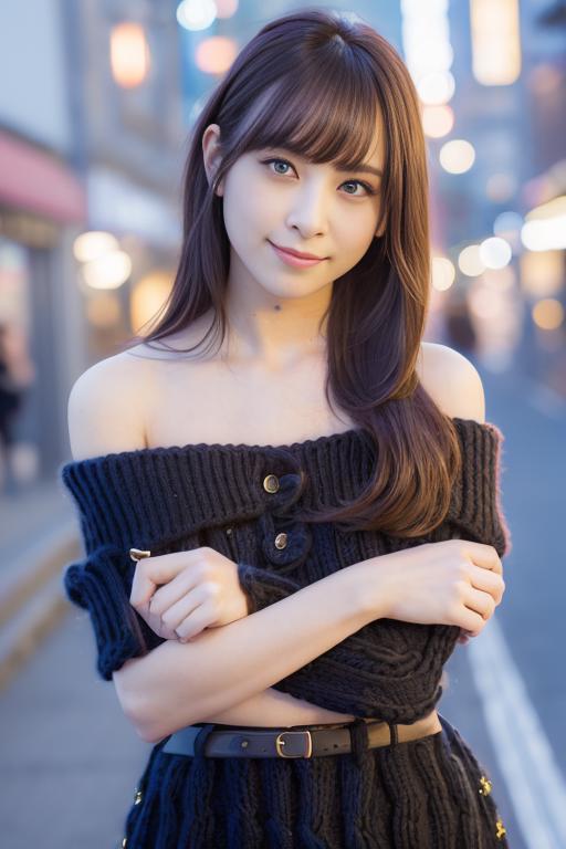 A woman in a black dress posing for a picture on a street - SeaArt AI