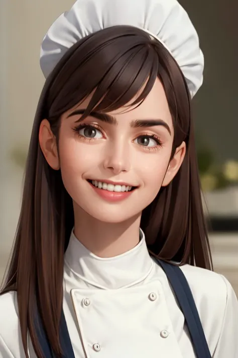 1girl, solo, portrait, face, chef, kitchen, grin, female focus, photorealistic, soft colors, masterpiece, high quality, (high detailed skin:1.1)
<lora:lily_collins_lora_v02:1> lily89