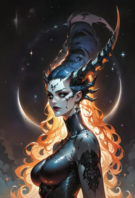 score_9, score_8_up, score_7_up, a depiction of an otherworldly goddess named io, upper body, pure porcelain skin, deep abyssal black eyes, black horns, long dress made of the stars, astral plane, dark, epic, ethereal, mystical, stars, atmospheric, beautiful, skin patterns <lora:sdxl/pony_summer_days_2_style:0.8> <lora:sdxl/pale_demon:0.6>