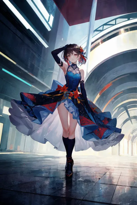 (masterpiece), (best quality), cinematic lighting, 1girl, full body, colorful (ballgown) without black color, elbow gloves, colo...