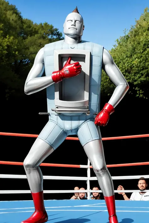 masterpiece, best quality, solo,1boy,looking at viewer,outdoor, cowboy shot,wrestling ring,
 <lora:benkimanV1:0.8>benkiman
