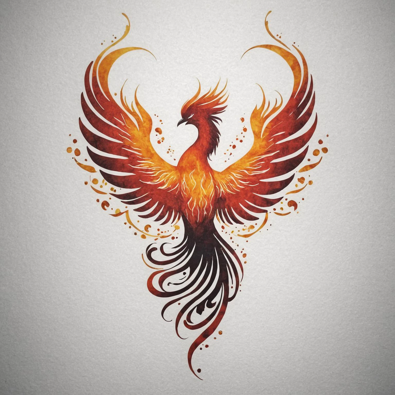 drawing of a minimalist tattoo of a phoenix rising from the ashes <lora:MinTattooXL:1>