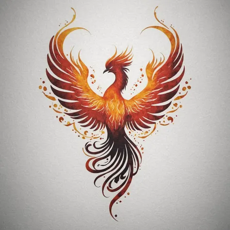 drawing of a minimalist tattoo of a phoenix rising from the ashes <lora:MinTattooXL:1>