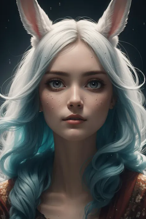masterpiece, best quality, (rabbit) woman, large eyes, (cartoon), splashing, abstract, psychedelic, (neon:0.8), extremely detailed, (white background:1.3), ink, (creative:1.3), intricate detail, (pretty face), dynamic lighting, natural lighting, (red:1.3), photorealistic, (style of Kim Keever), fog, clouds, masterpiece, best quality, (rabbit) lady, large eyes, (cartoon), (neon:0.8), extremely detailed, (creative:1.3), intricate detail, (pretty face), dynamic lighting, natural lighting, (aqua), green