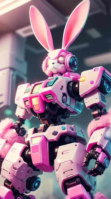 Pink colored <lora:BarbieCore:0.9> BarbieCore mech, (shiny plastic:0.8), (pink plastic:0.9) bunnytech fluffy scifi <lora:BunnyTech-20:0.6>, (tilt-shift photography:1.3)