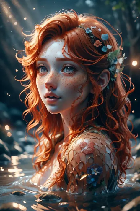 Incredibly beautiful ginger haired woman with freckles. wavy hair, raw photo <lora:Fairies_Style_SD1.5:0.8> ais-fairiez, subsurface scattering, ultra hd, 4k, high def, Photorealistic, Hyperrealistic, Hyper detailed, analog style, realistic, masterpiece, best quality, ultra realistic, 8k, Intricate, High Detail, film photography, soft lighting, heavy shadow