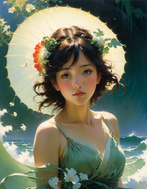 by Charles Courtney Curran and Makoto Shinkai,  (mesmerizing, masterful, beautiful:1.4), poster art, bold lines, hyper detailed, expressive,  award winning,  (otherworldly creature:1.4), (intricate details, masterpiece, best quality:1.4),
looking at viewer, dynamic pose, wide angle view,
<lora:add-detail-xl:1> <lora:xl_more_art-full_v1:0.5>