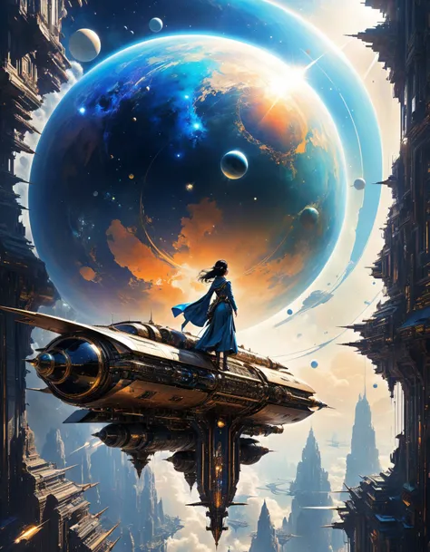 by Stephan Martiniere and Chiho Aoshima, celestial motiv, a time traveler's mission to save humanity , hyper detailed, professional poster art, bold lines, award winning, trending on ArtStation , (intricate details, masterpiece, best quality:1.4), looking at viewer, dynamic pose
<lora:add-detail-xl:0.5> <lora:xl_more_art-full_v1:0.5>