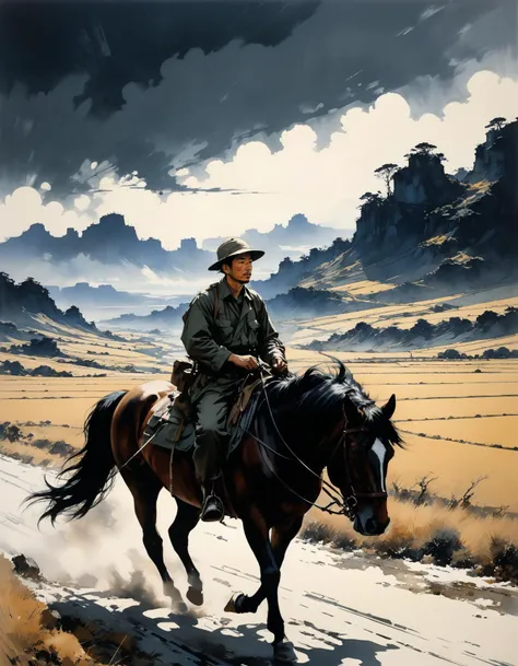 professional photograph of a noteworthy and epic landscape by Yoji Shinkawa and Ub Iwerks and robert capa , bold lines, hyper detailed, dark limited palette, dramatic lighting, (intricate details, masterpiece, best quality:1.4),
<lora:add-detail-xl:1> <lora:xl_more_art-full_v1:0.5>