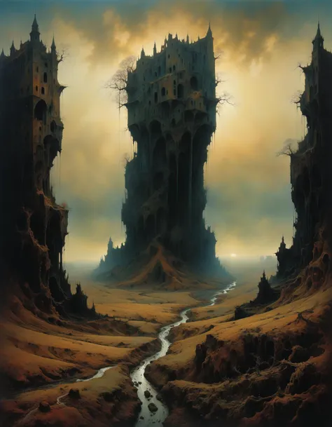 professional photograph of a gorgeous and epic landscape  by  Zdzislaw Beksinski and Richard Hamilton and nan goldin , bold lines, hyper detailed, dark limited palette, dramatic lighting,  (intricate details, masterpiece, best quality:1.4), 
<lora:add-detail-xl:1> <lora:xl_more_art-full_v1:0.5>